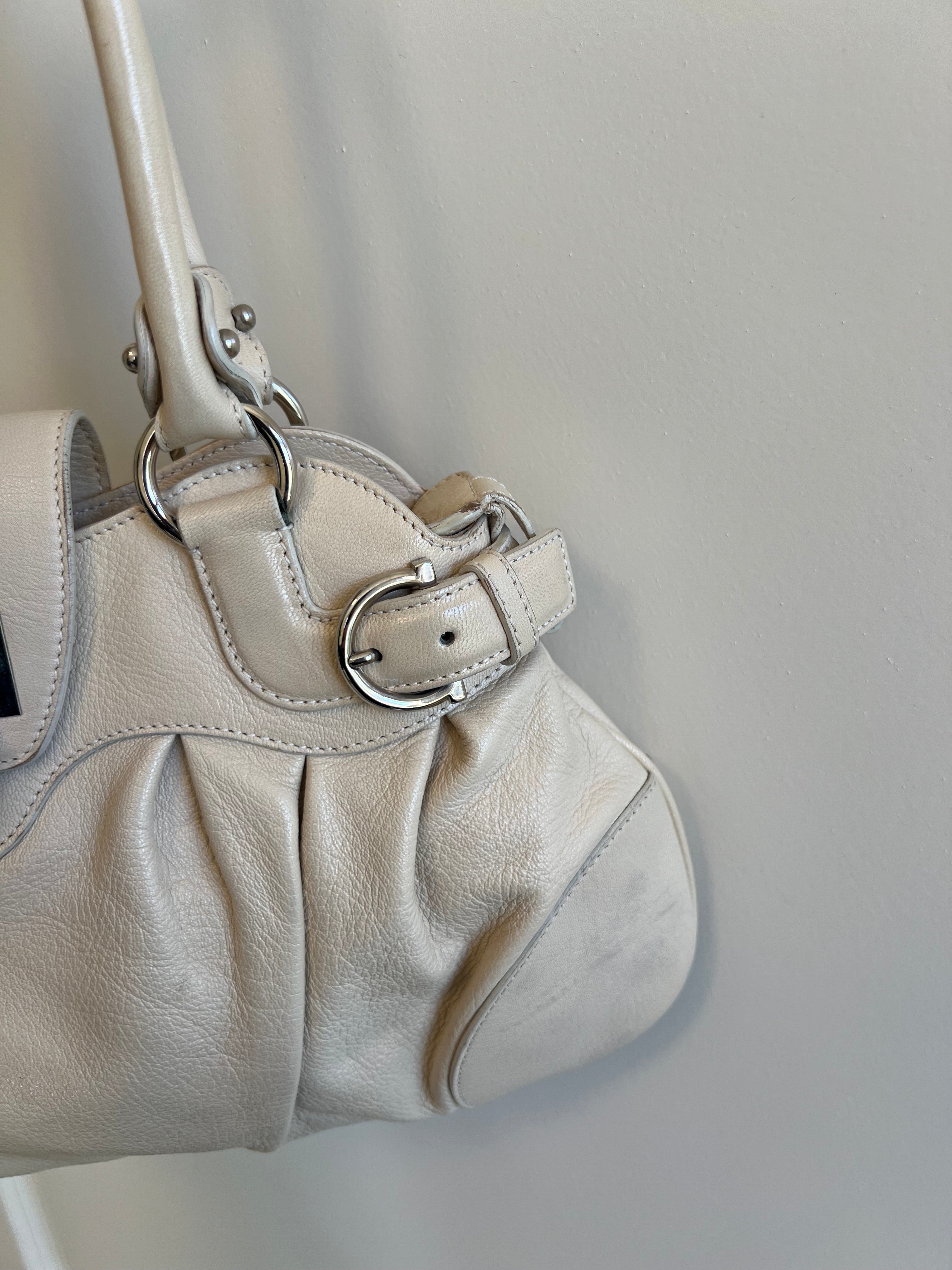 Salvatore Ferragamo Gancini Shoulder Bag in Beige