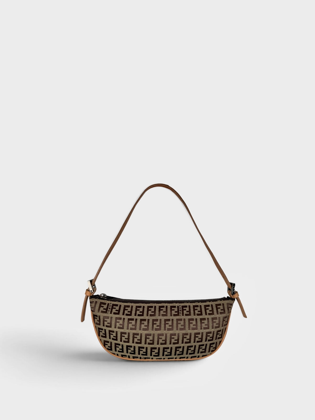 Fendi Zucchino Pochette in Brown and Coral