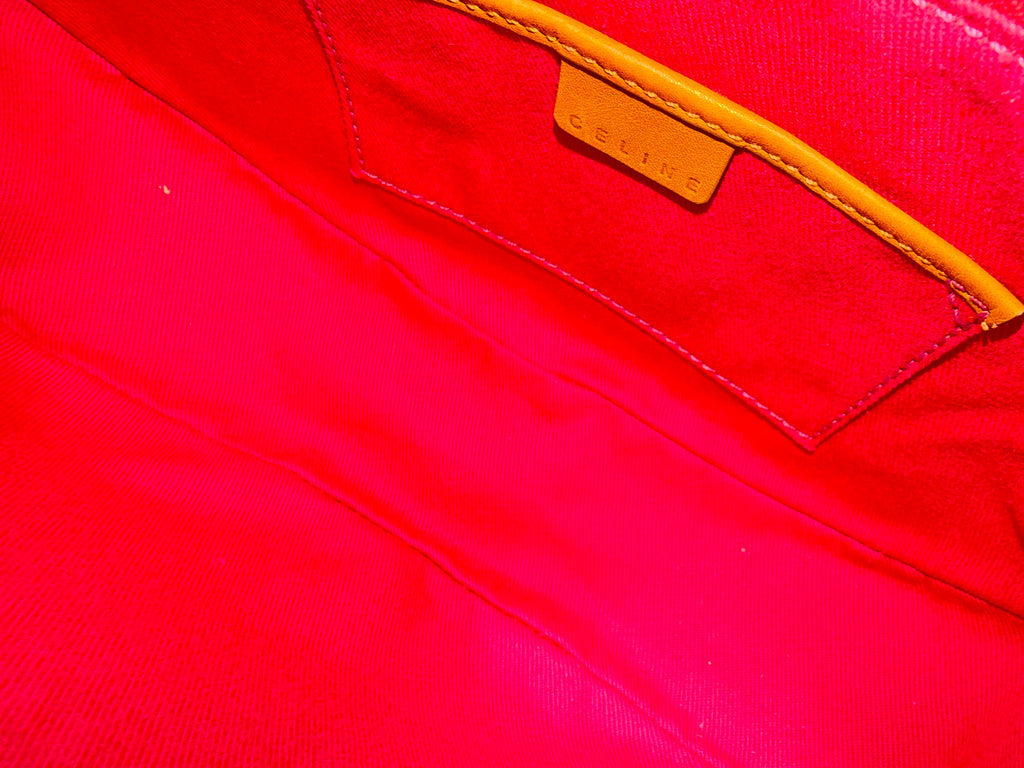 Celine Triomphe Logo Pink Suede Shoulder Bag