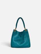 Prada Vitello Daino Teal Hobo Bag