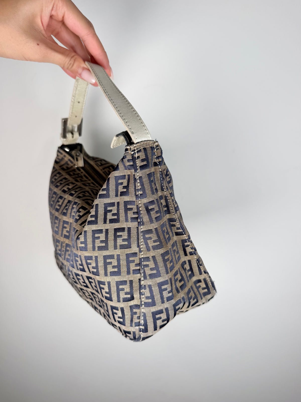 Fendi Zucchino Shoulder Pochette in Navy
