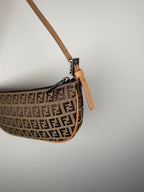 Fendi Zucchino Pochette in Brown and Coral
