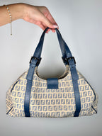 Fendi Zucchino Shoulder Bag in Ivory