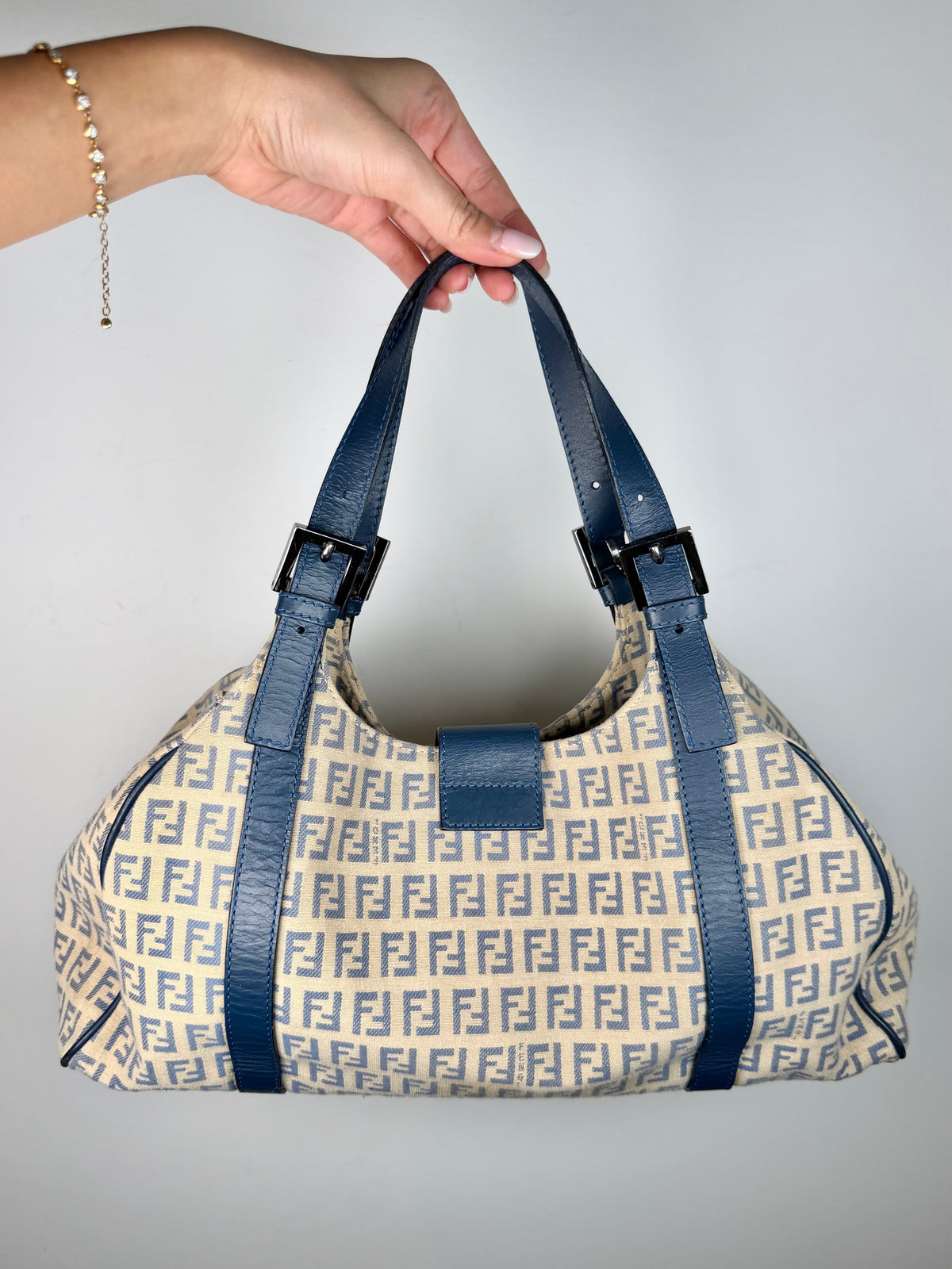 Fendi Zucchino Shoulder Bag in Ivory