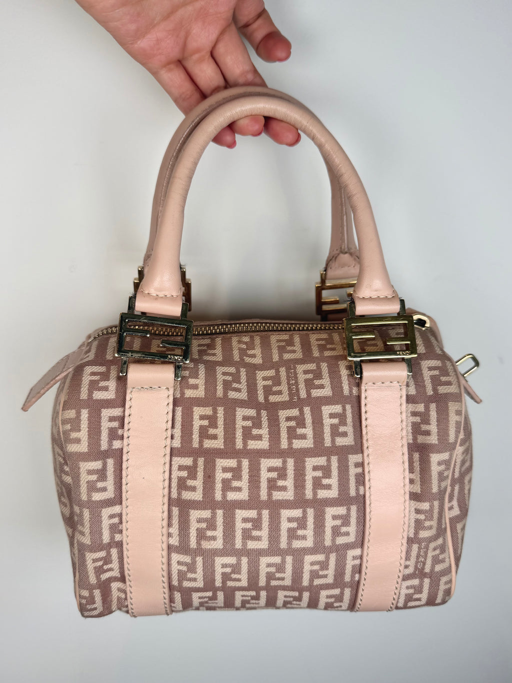 Fendi Zucca Mini Logo Boston Bag