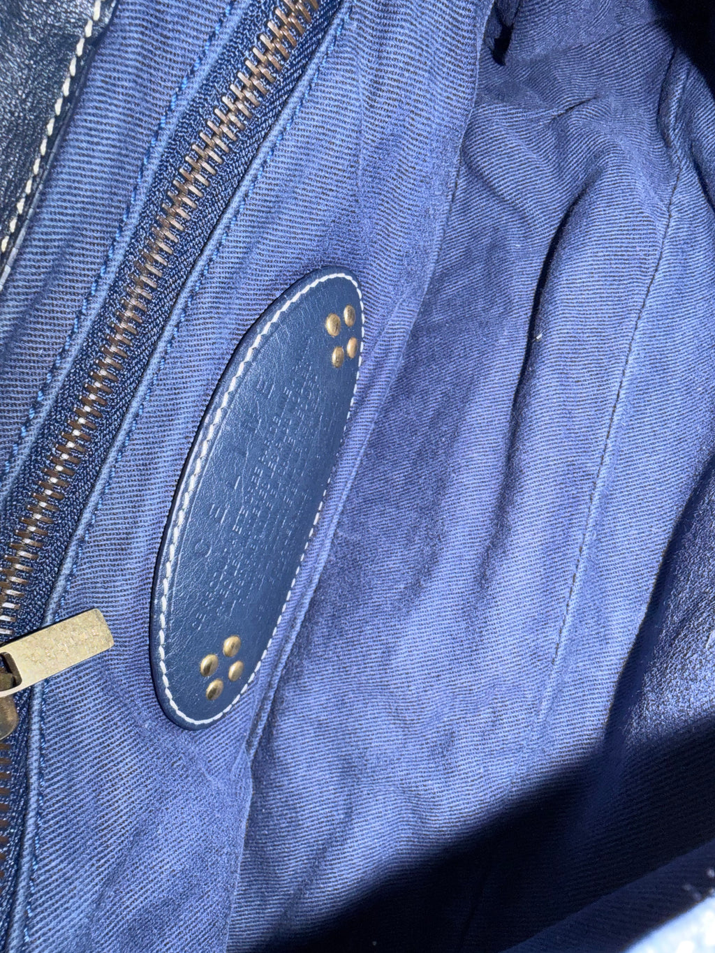 Celine Navy Macadam Canvas and Leather Shoulder Bag