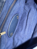 Celine Navy Macadam Canvas and Leather Shoulder Bag
