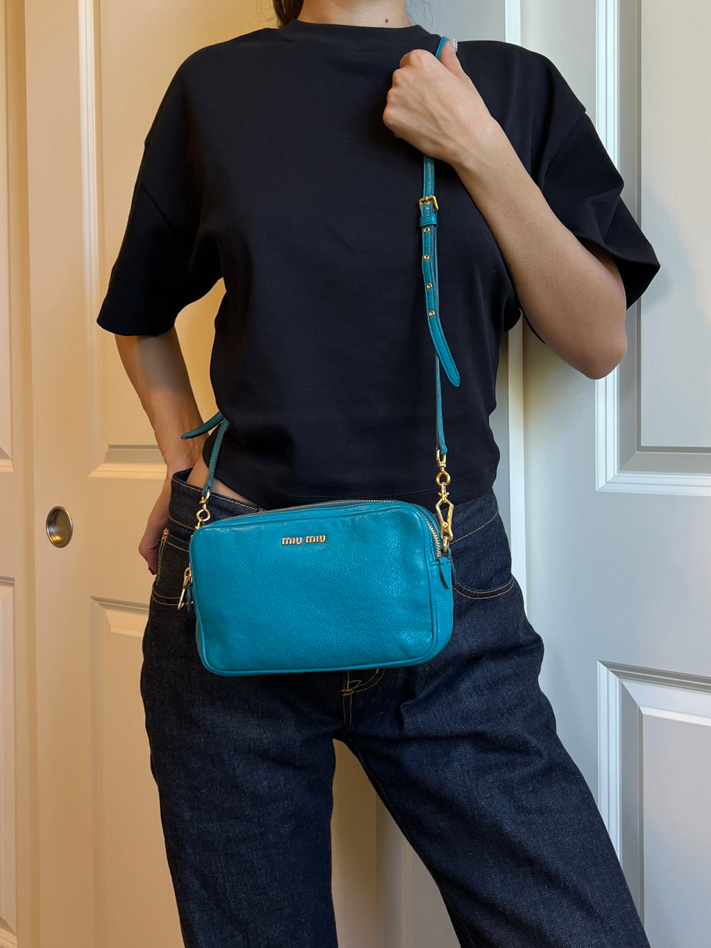 Miu Miu Double Zipper Crossbody Camera Bag