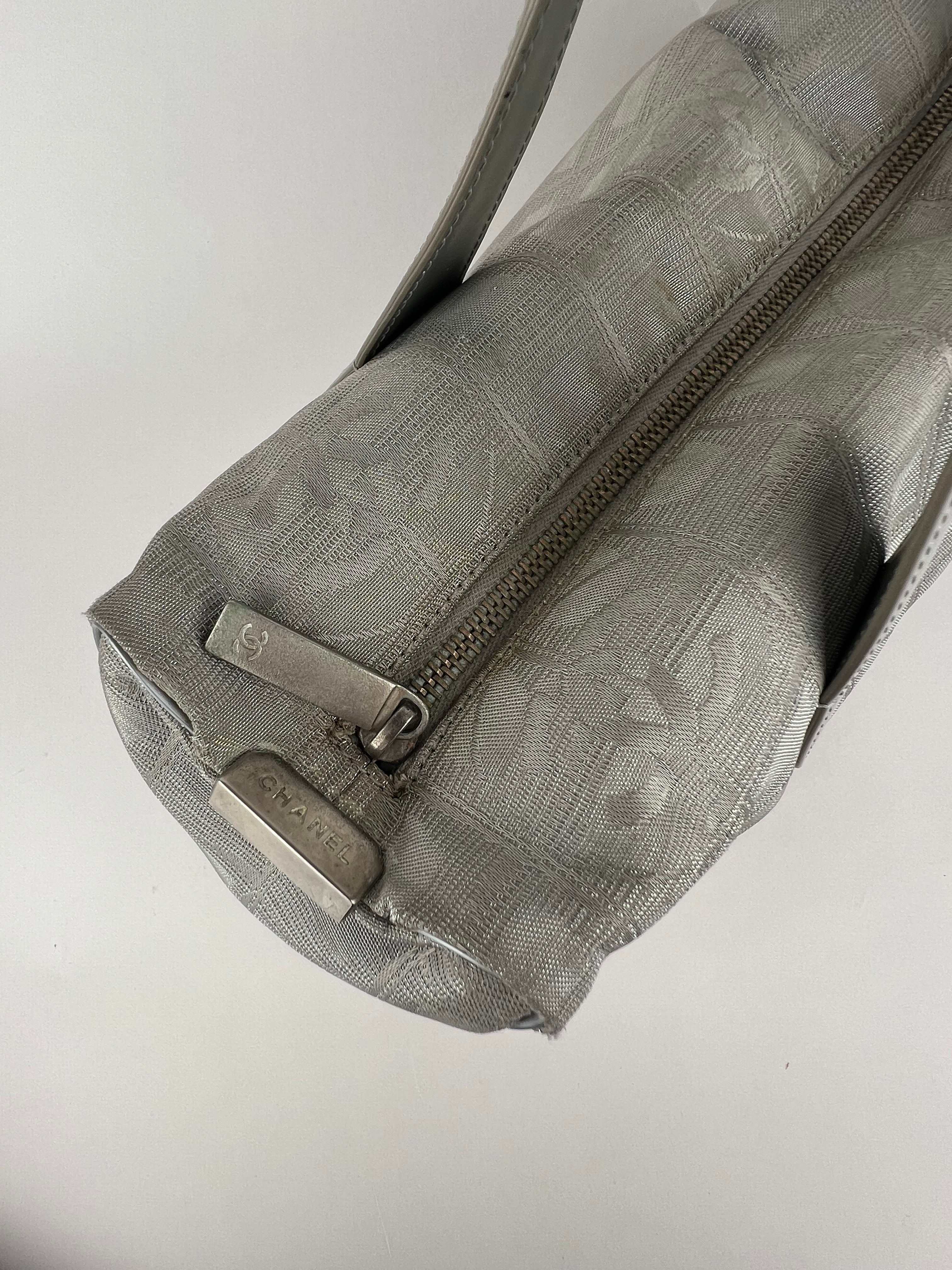 Chanel Silver Ligne Travel Shoulder Bag