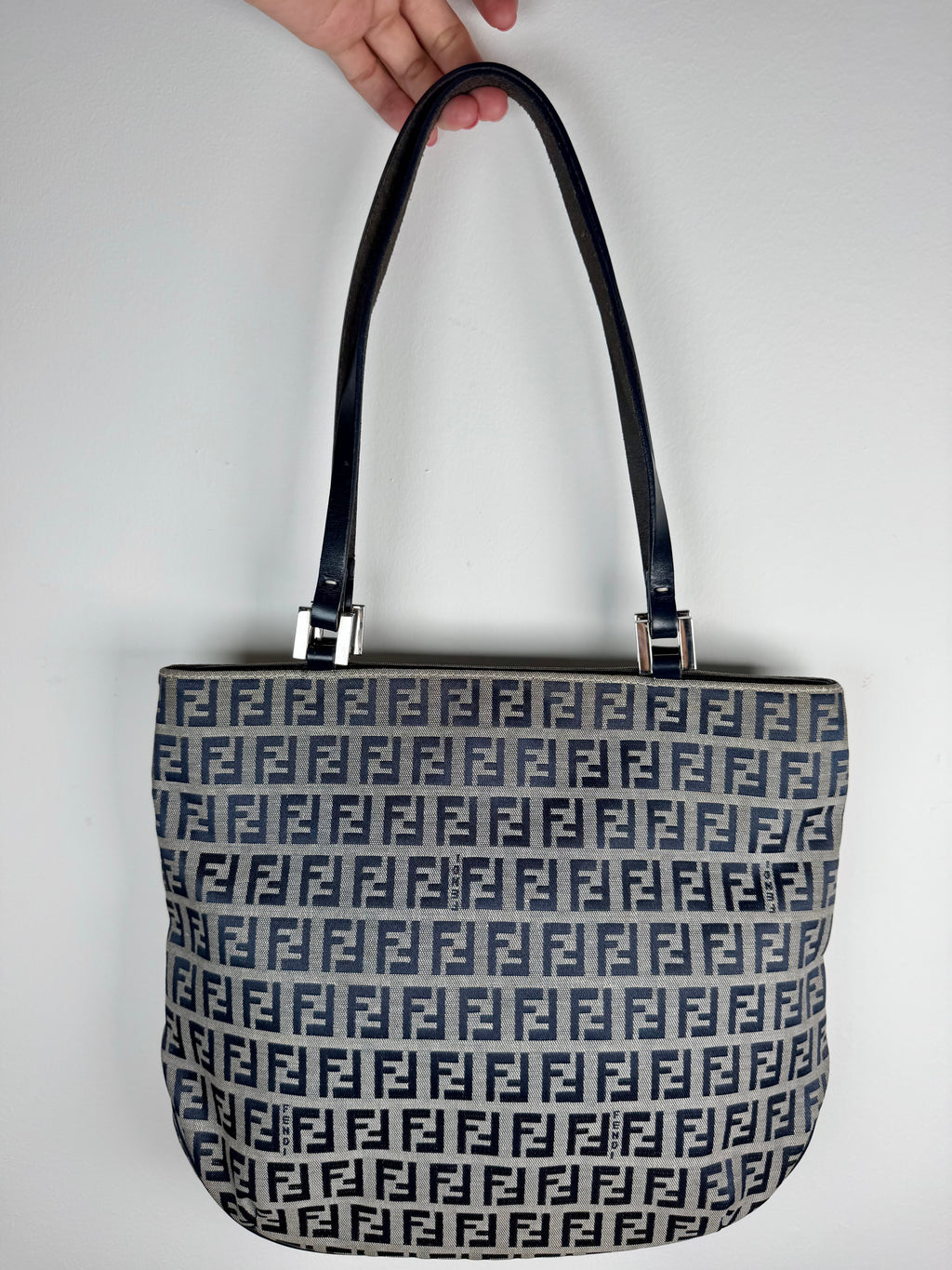 Fendi Zucca Navy Mini Tote Bag