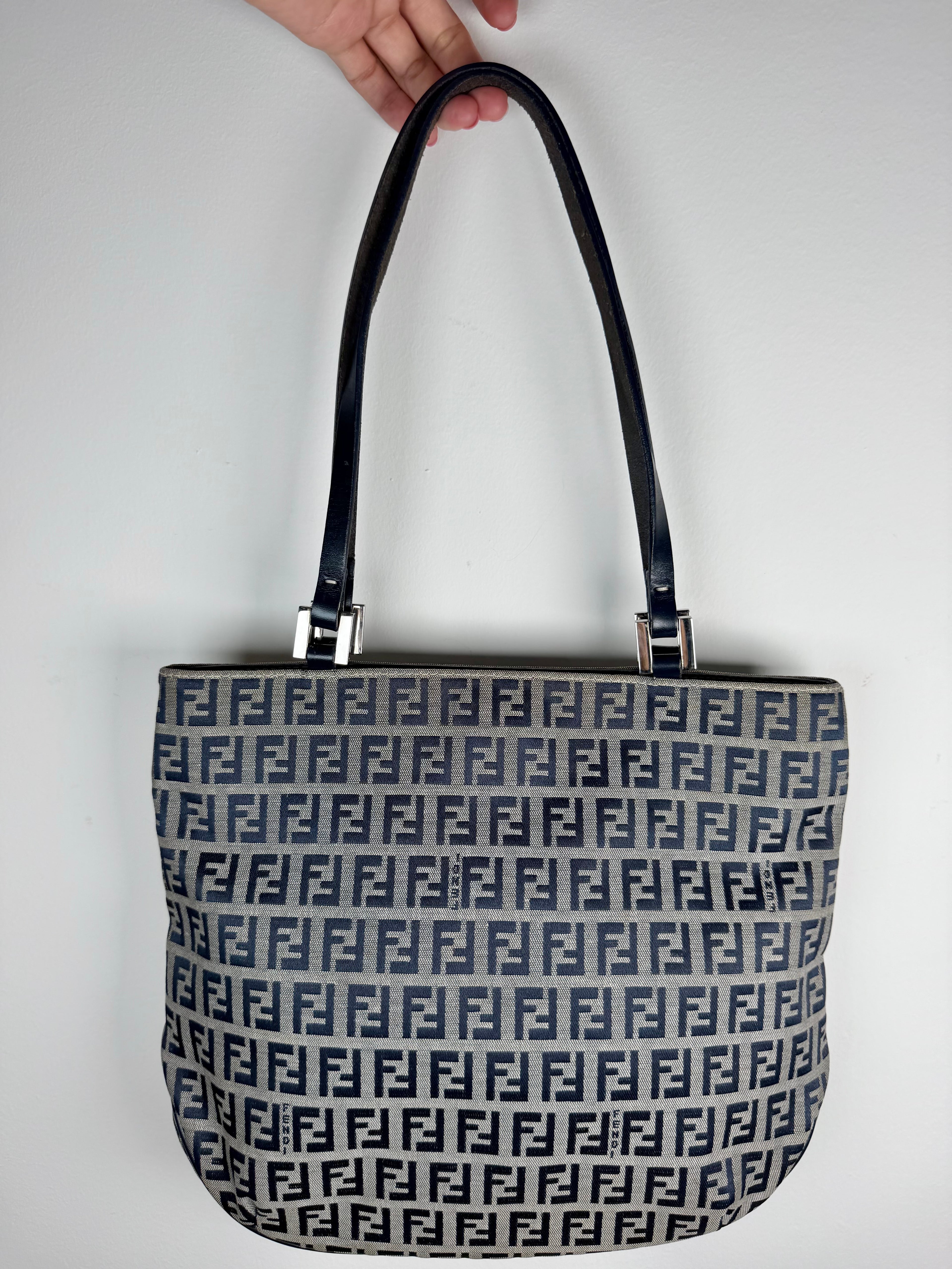 Fendi Zucca Navy Mini Tote Bag
