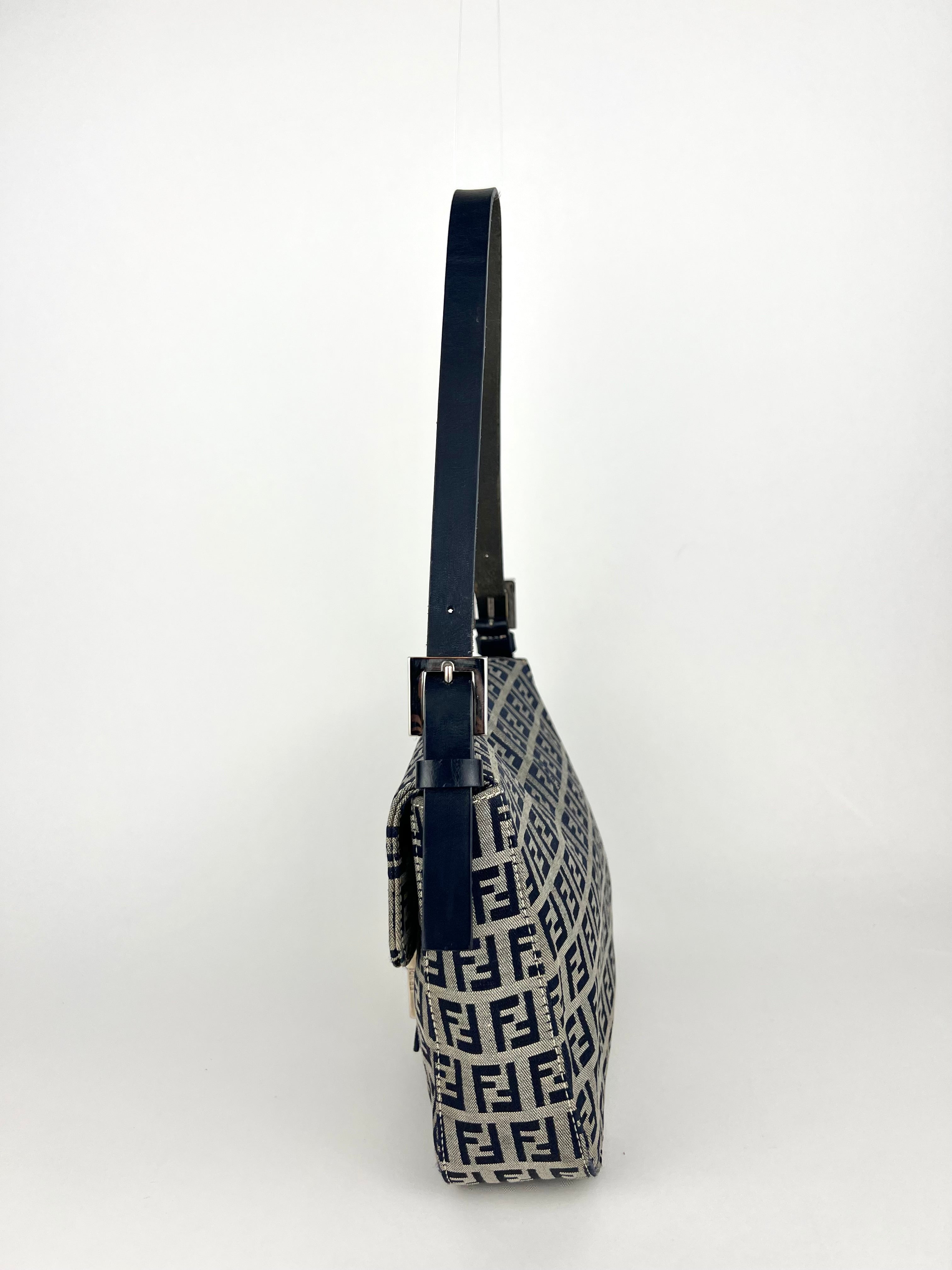 Fendi Zucchino Navy Mamma Shoulder Bag