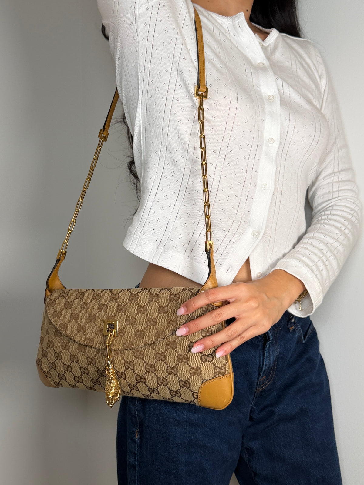 Gucci Tom Ford Monogram Tiger Charm Jackie Bag