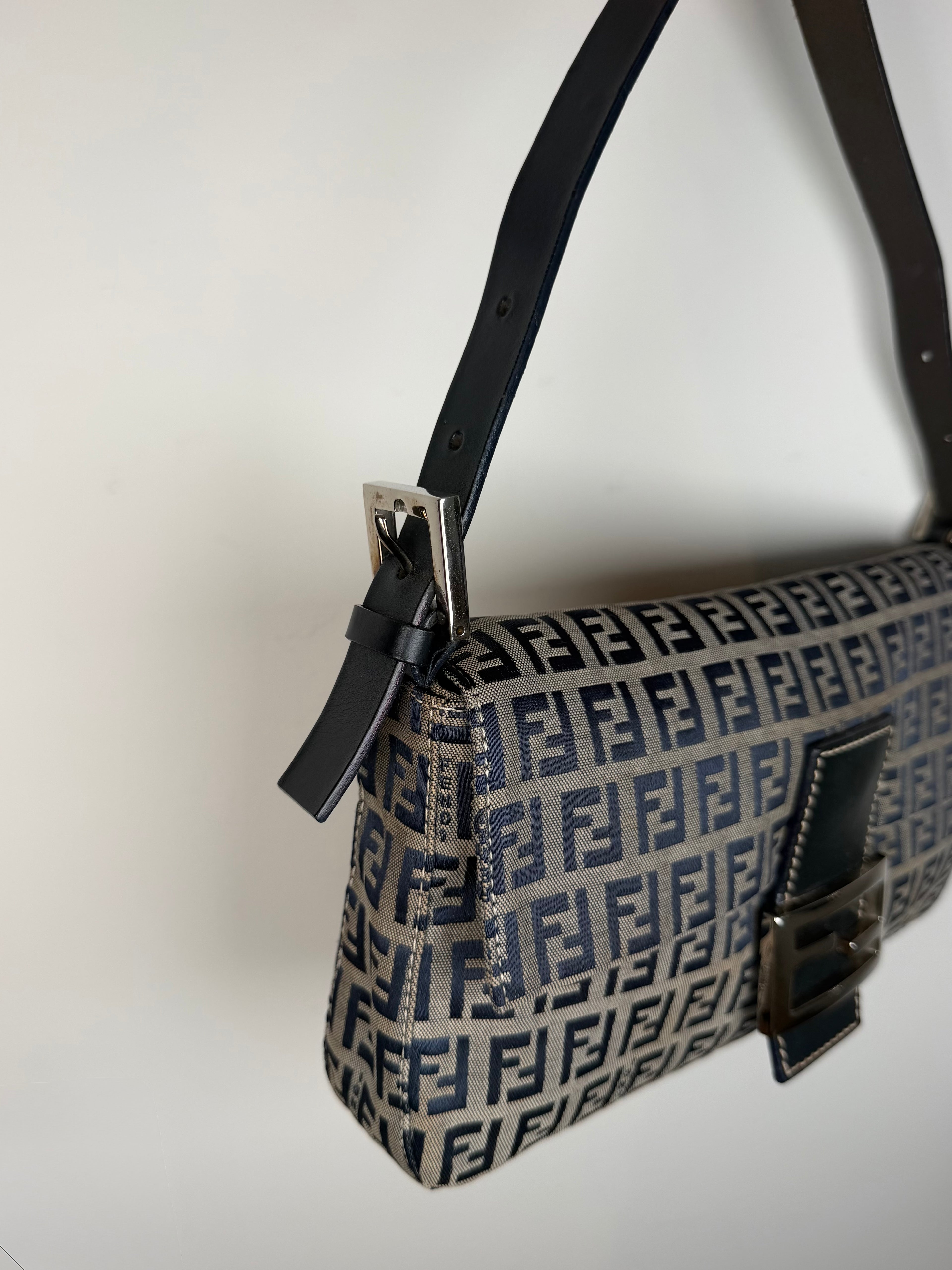 Fendi Baguette in Navy Zucca Print