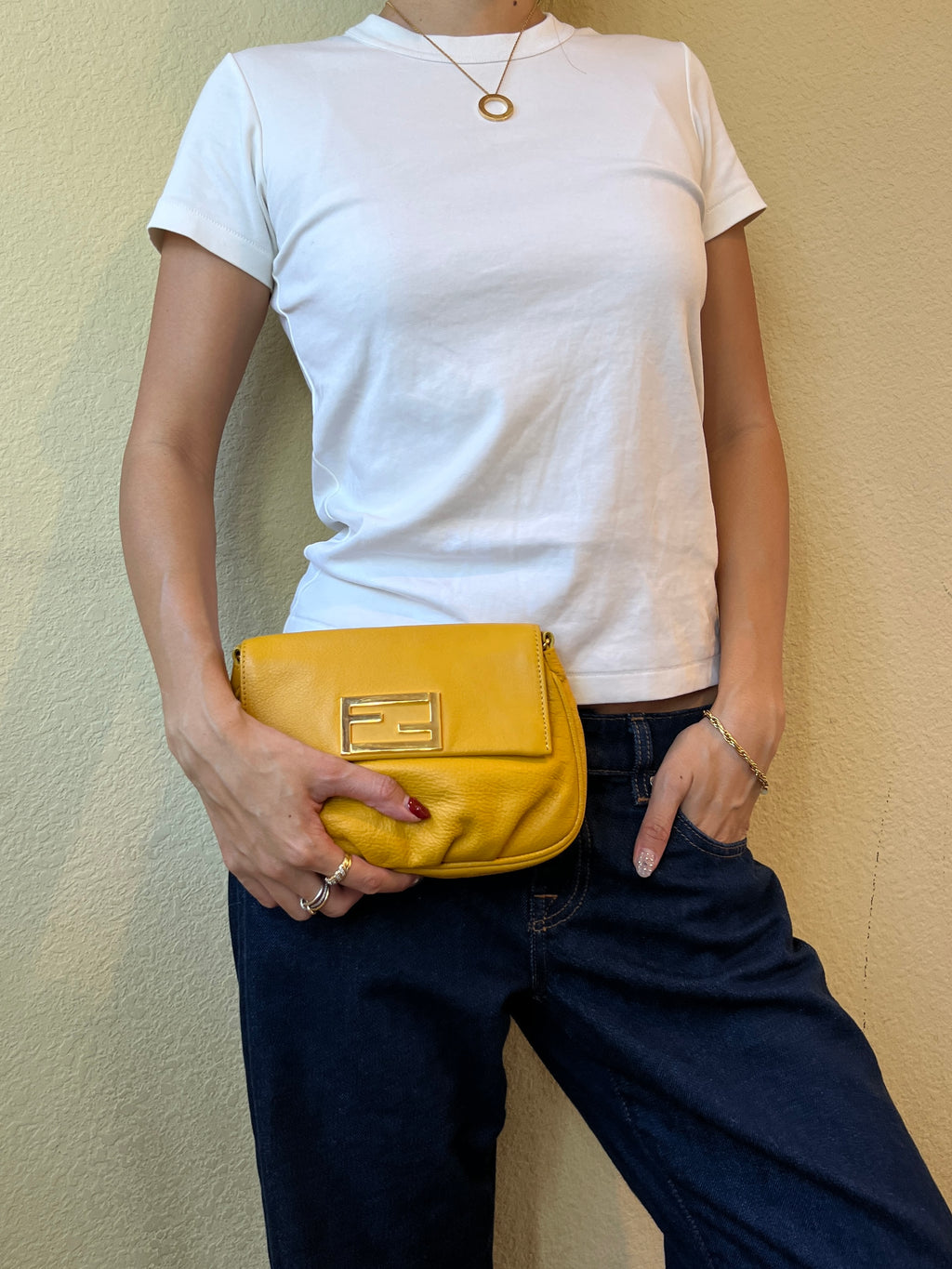 Fendi Fendista Leather Crossbody Chain Bag