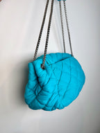 Chanel Bubble Quilted Turquoise Chain Large Flap Bag