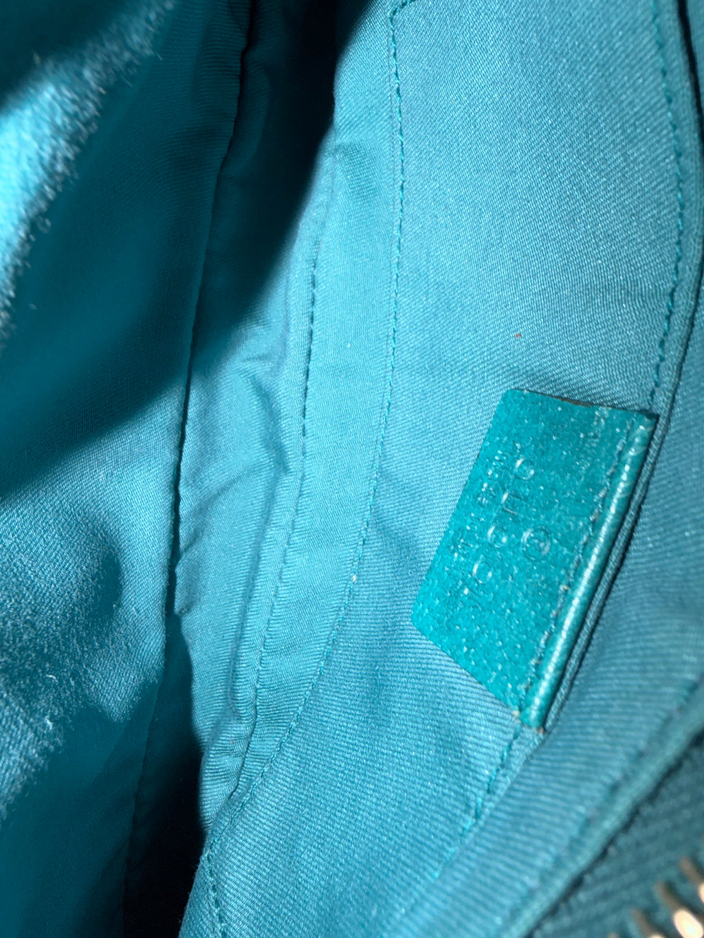 Gucci Monogram Nailhead Teal Trim Chain Bag