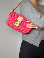 Fendi Baguette Double Flap in Pink Zucca Print