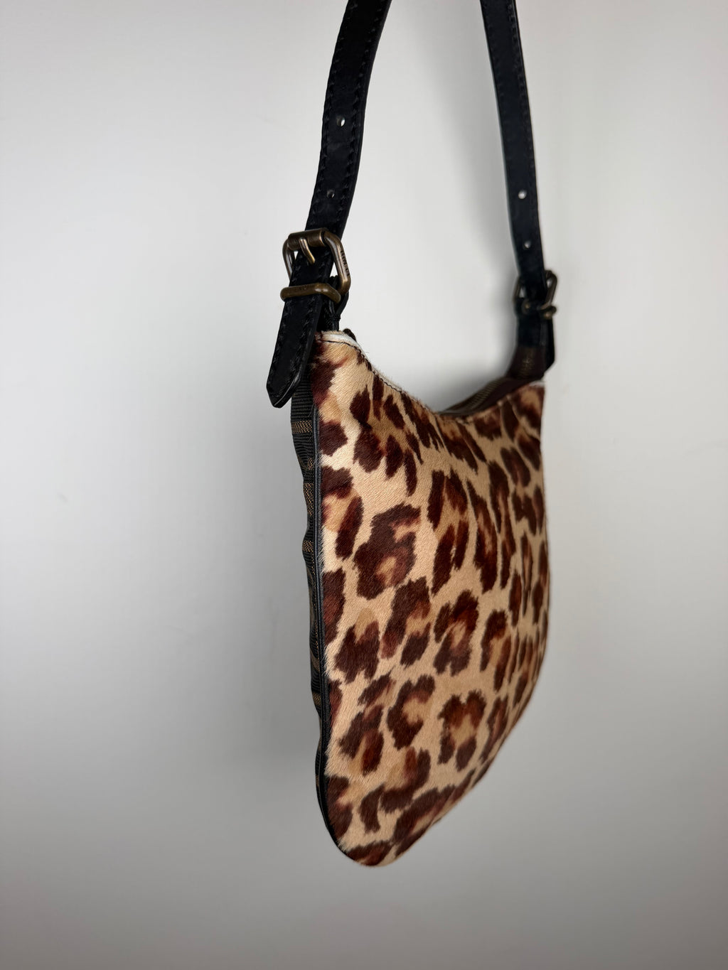 Fendi Pony Hair Leopard Zucca Oyster Bag