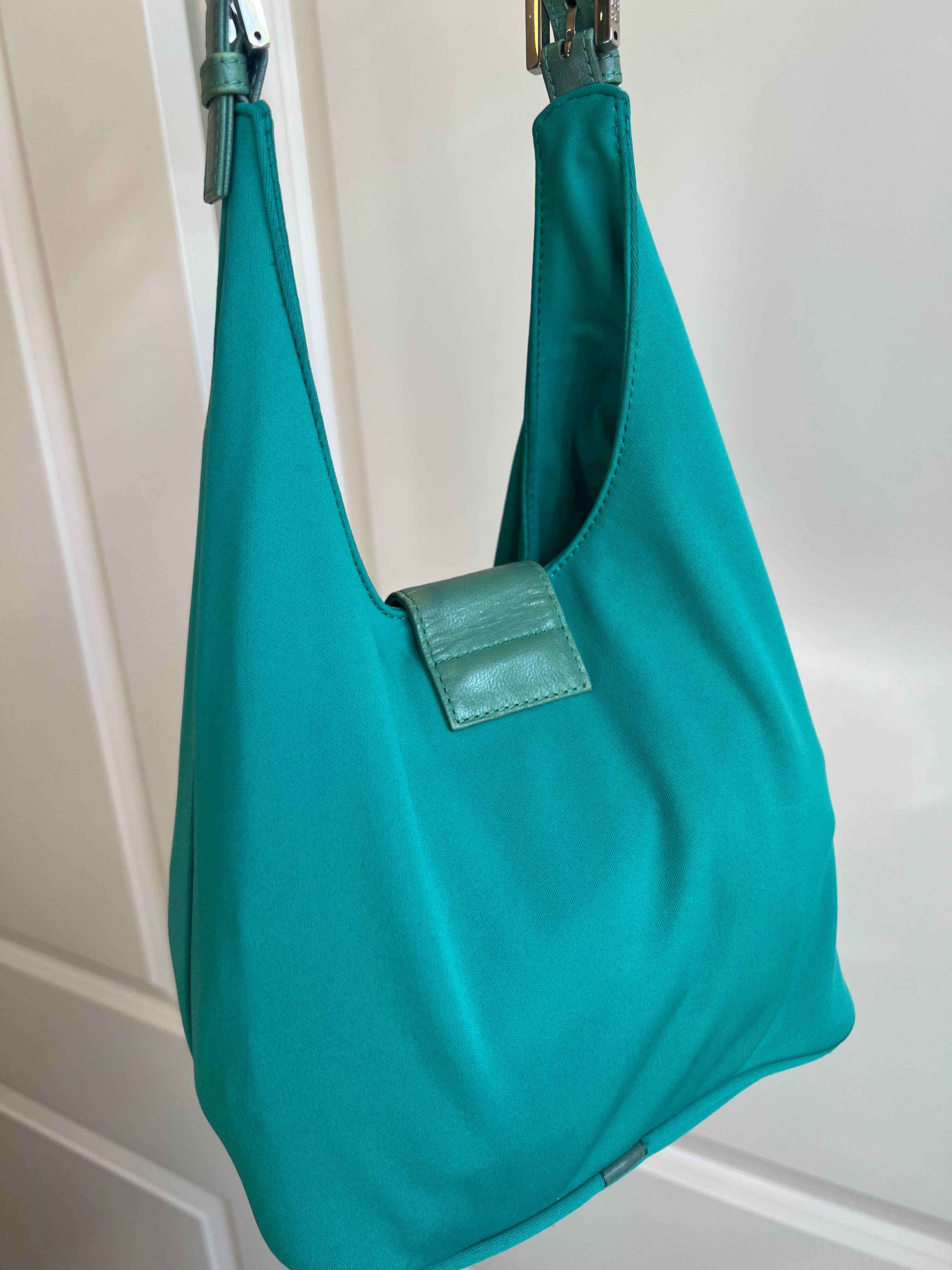 Fendi Mamma Teal Nylon Bucket Bag