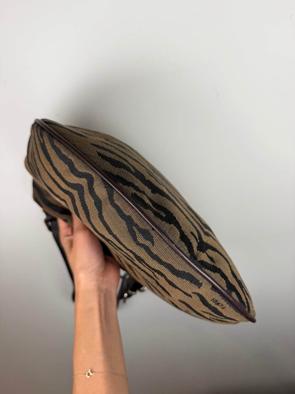 Fendi Oyster Zebra Print Canvas Bag