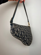 Christian Dior Trotter Monogram Navy Saddle Pochette Bag