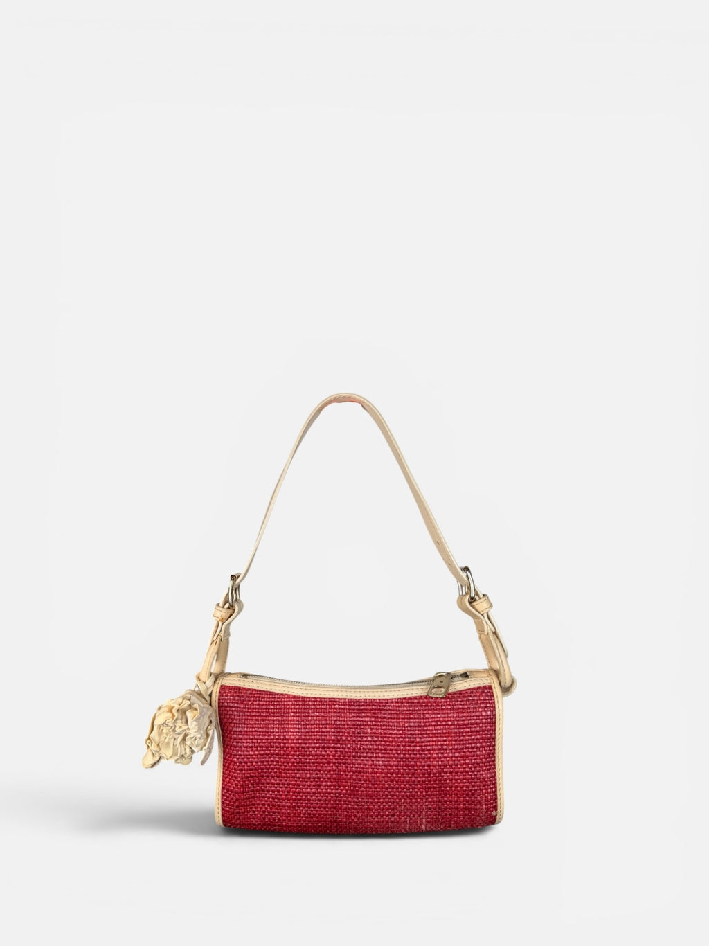 Celine Floral Charm Raffia Shoulder Bag