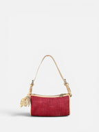 Celine Floral Charm Raffia Shoulder Bag