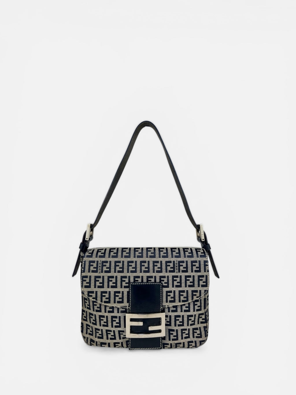 Fendi Zucchino Navy Mamma Shoulder Bag