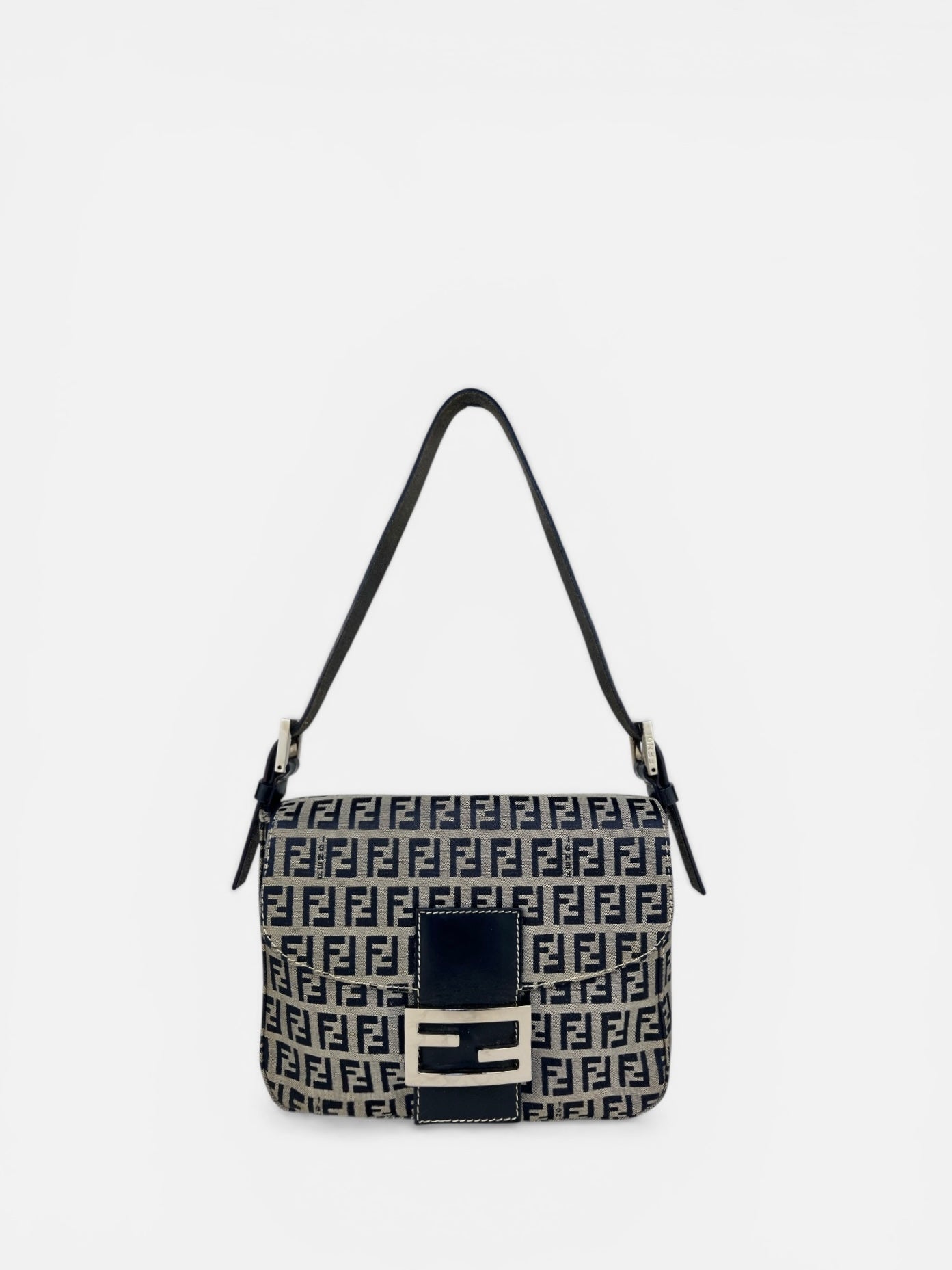 Fendi Zucchino Navy Mamma Shoulder Bag