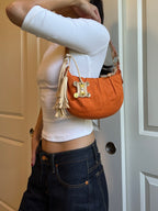 Celine Orange Logo Charm Shoulder Bag