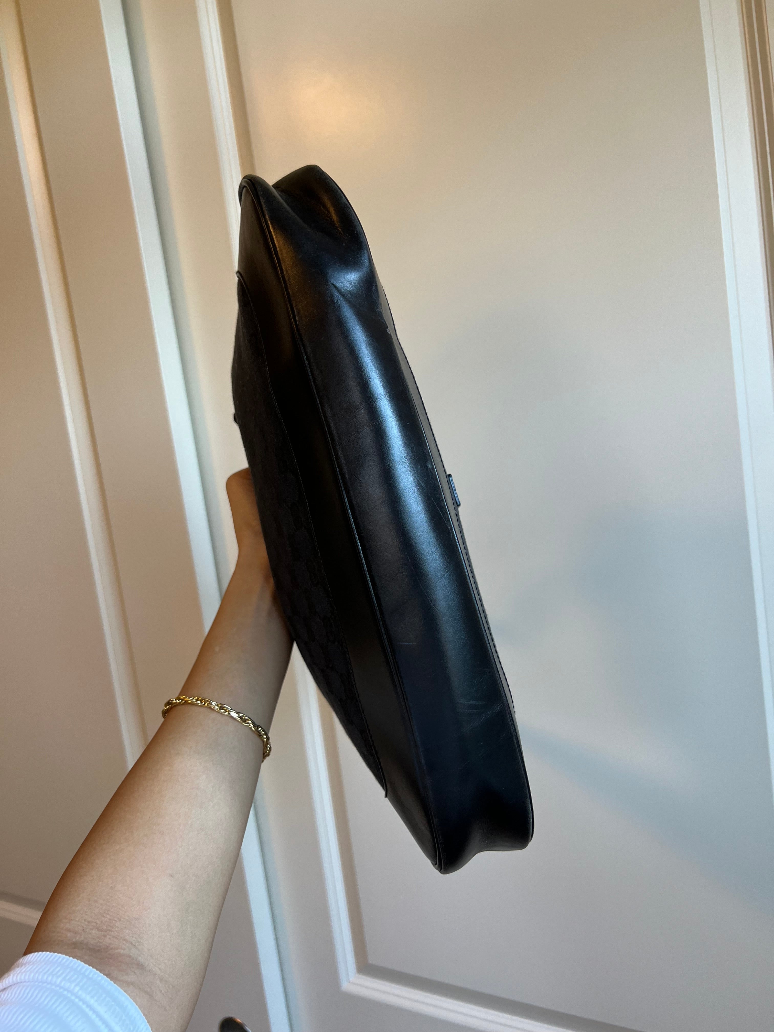 Gucci Jackie Black Monogram Shoulder Bag