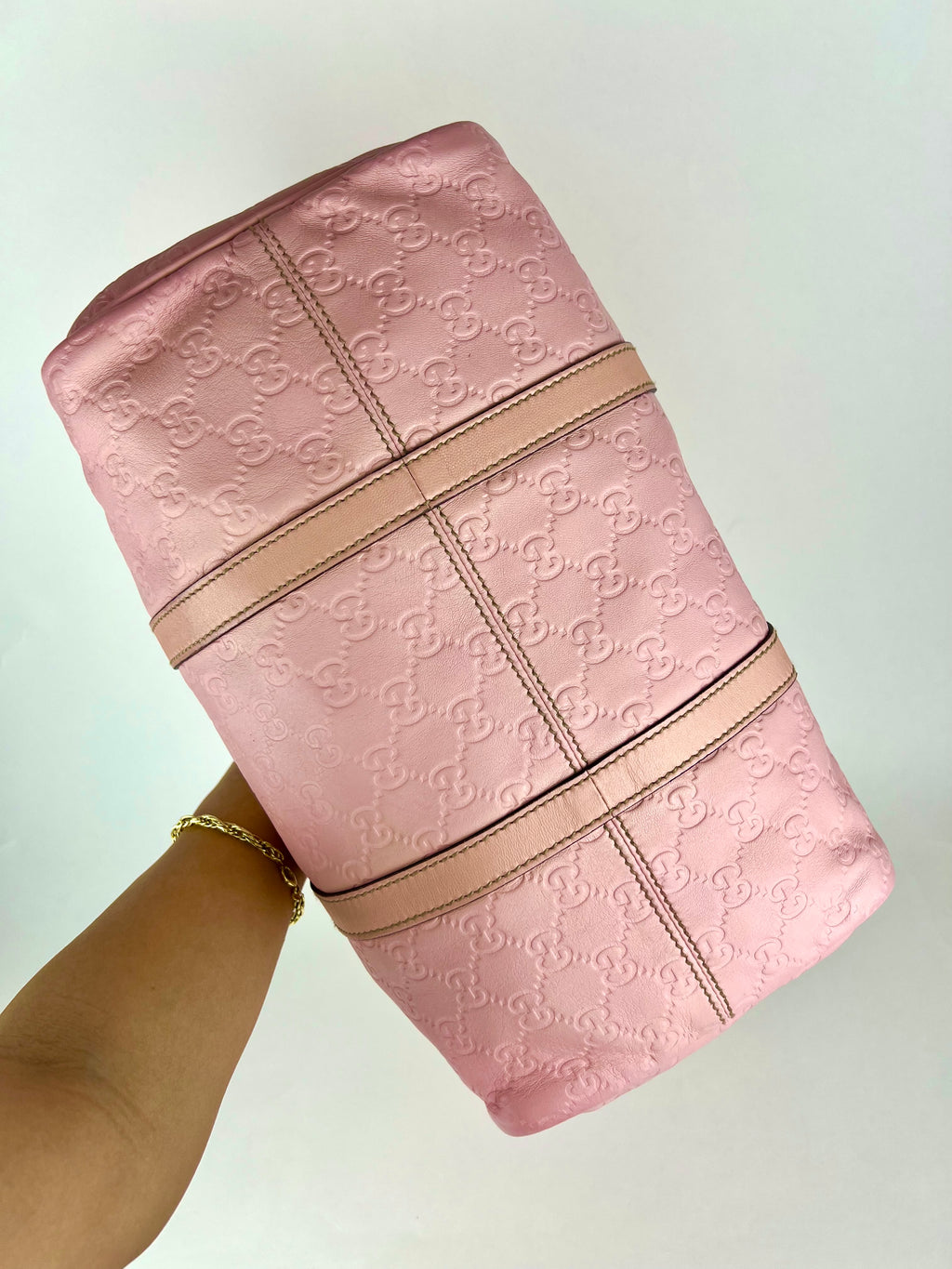 Gucci Pink Monogram Boston Bag
