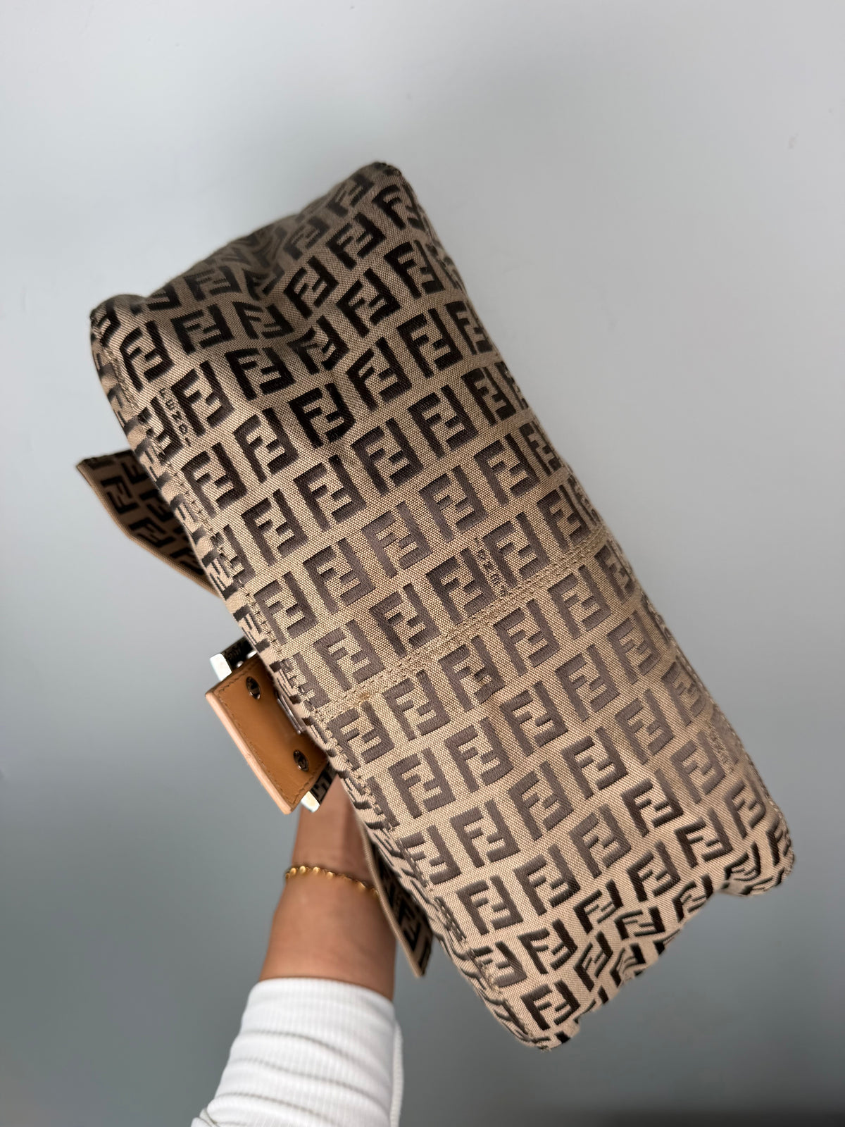 Fendi Zucca Mamma Shoulder Baguette Bag