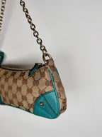 Gucci Monogram Nailhead Teal Trim Chain Bag