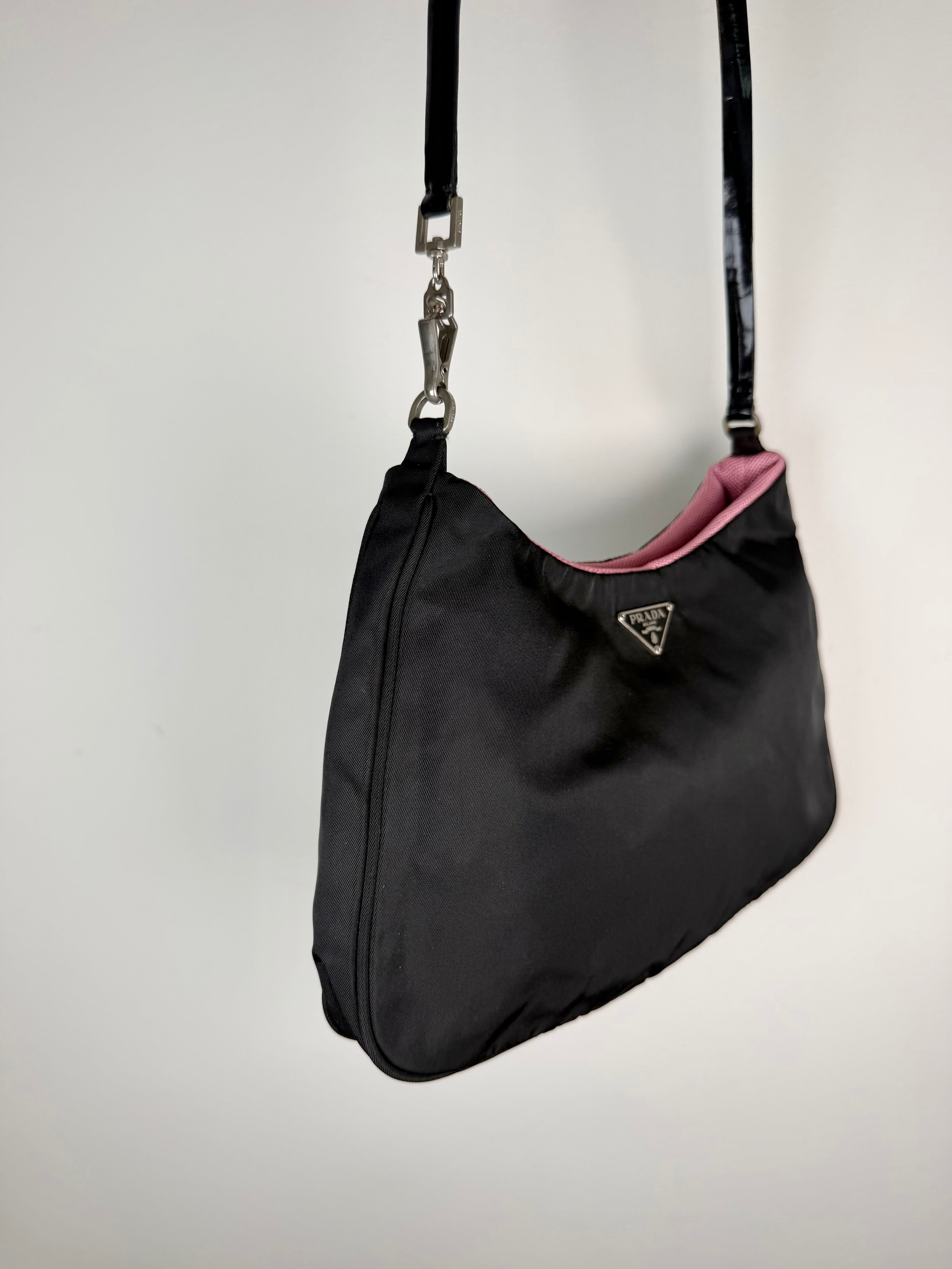 Prada Black Cleo Nylon Shoulder Bag