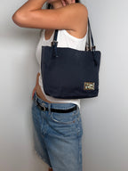 Fendi Swirl Logo Navy Tote