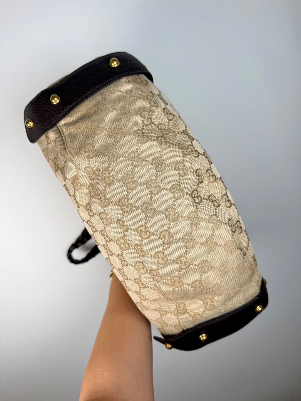 Gucci Horsebit Monogram Pelham Leather Tote