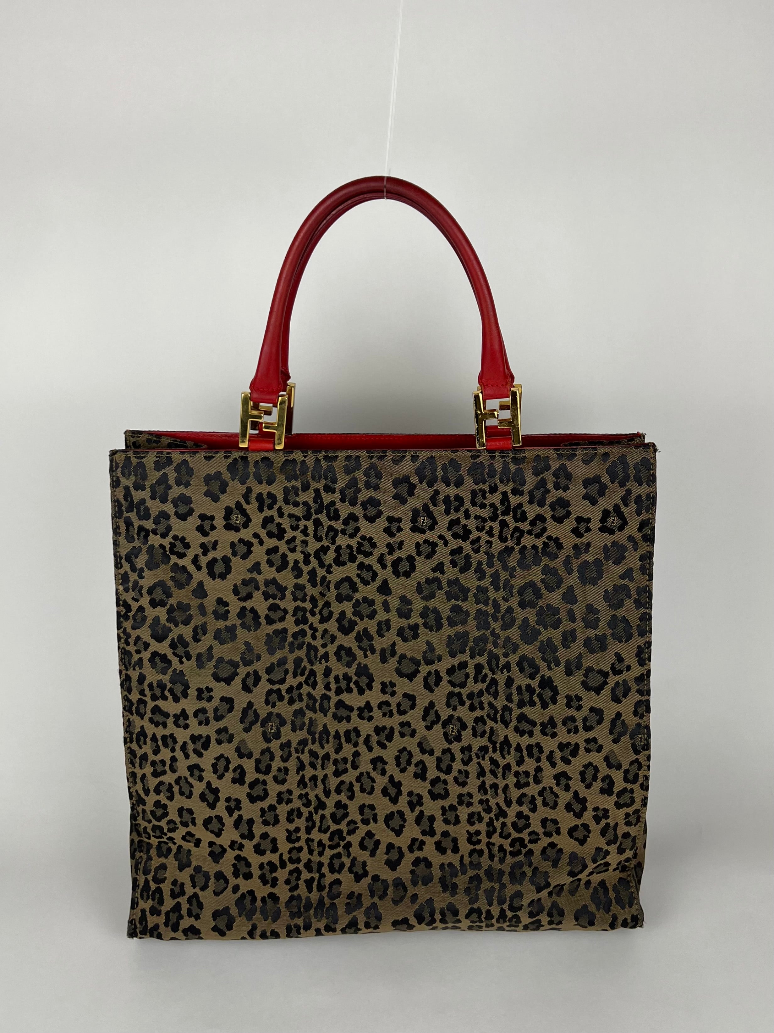 Fendi Vintage FF Leopard Print Tote