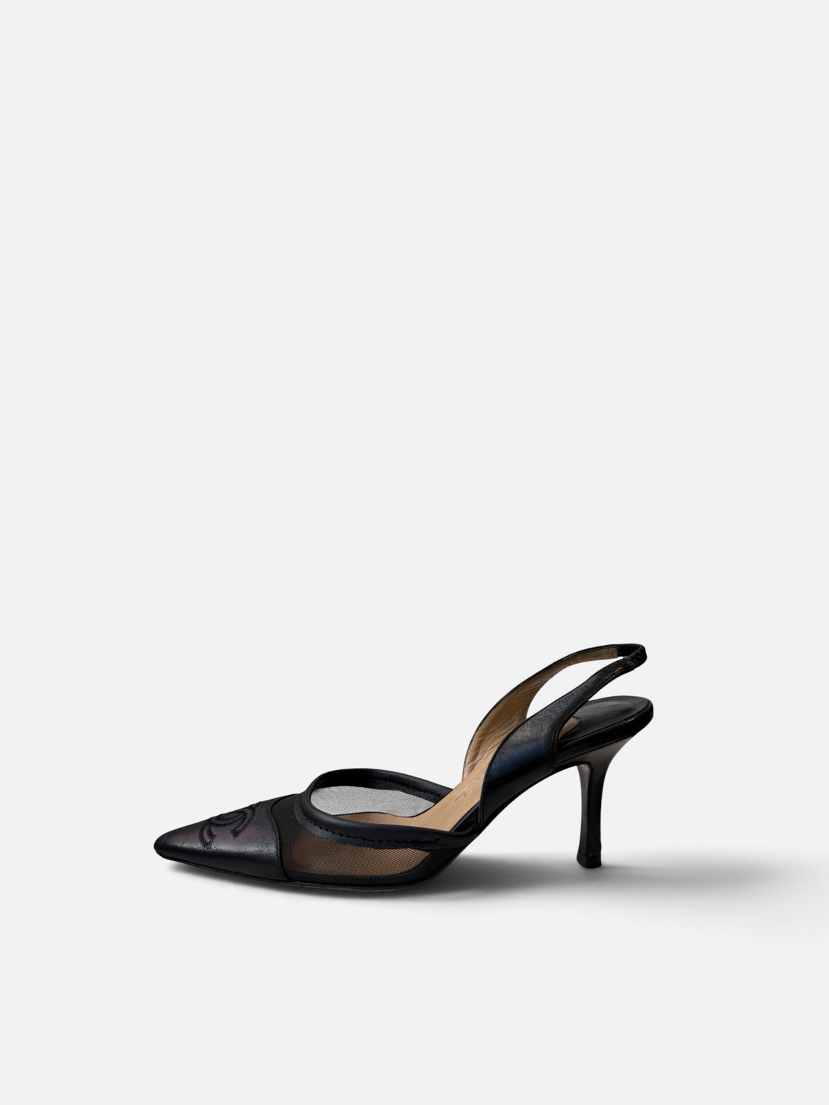 RARE Chanel Vintage CC Mesh Slingback Heels