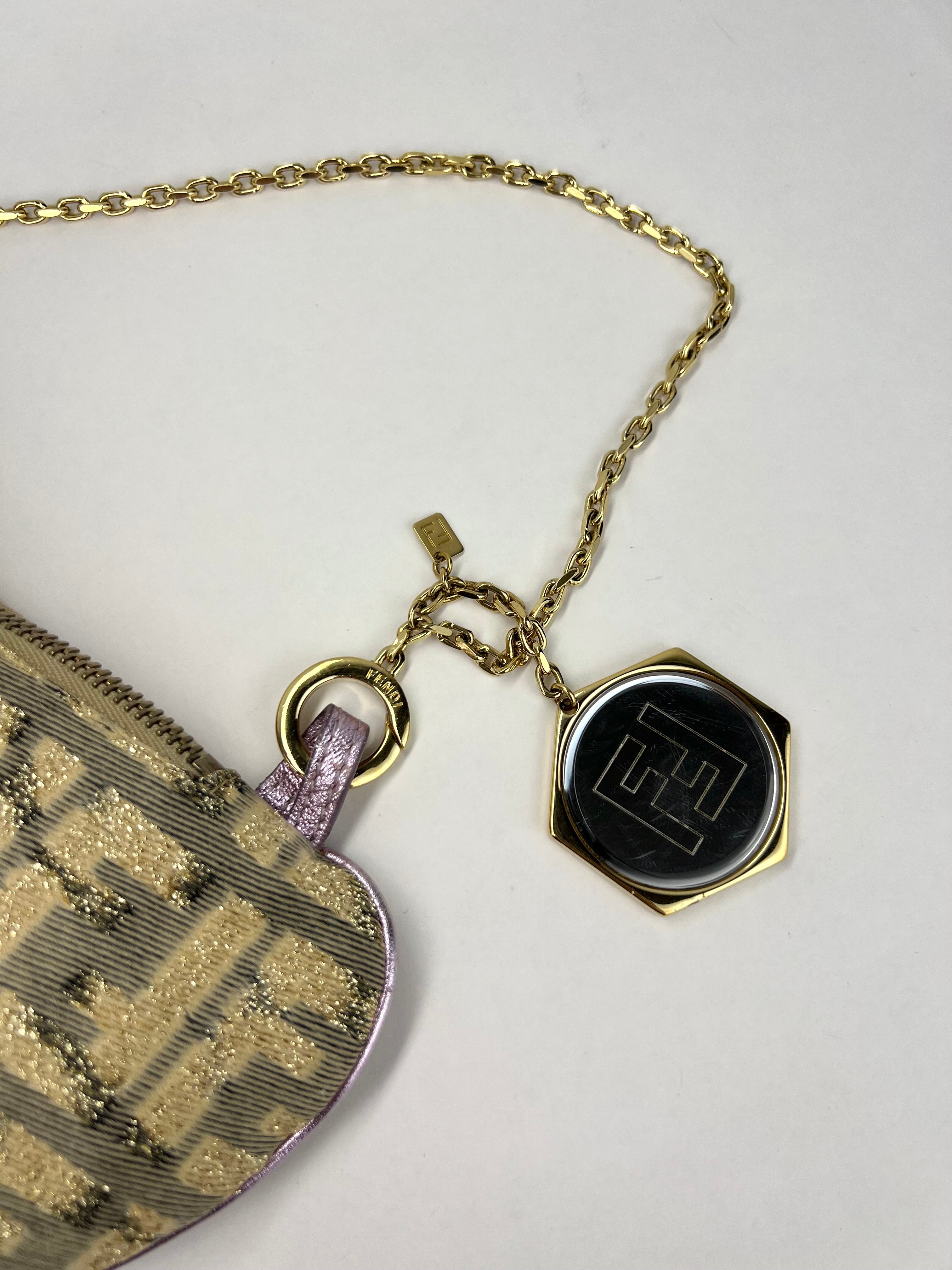 Fendi Zucca Metallic Limited Edition Charm Shoulder Bag