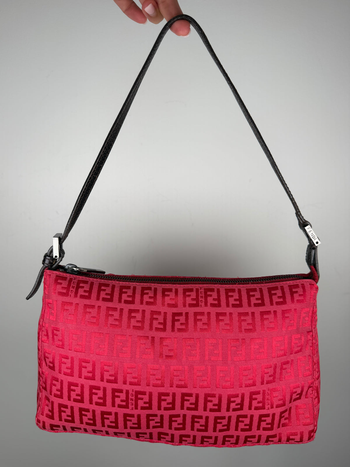 Fendi Zucca Red Shoulder Pochette