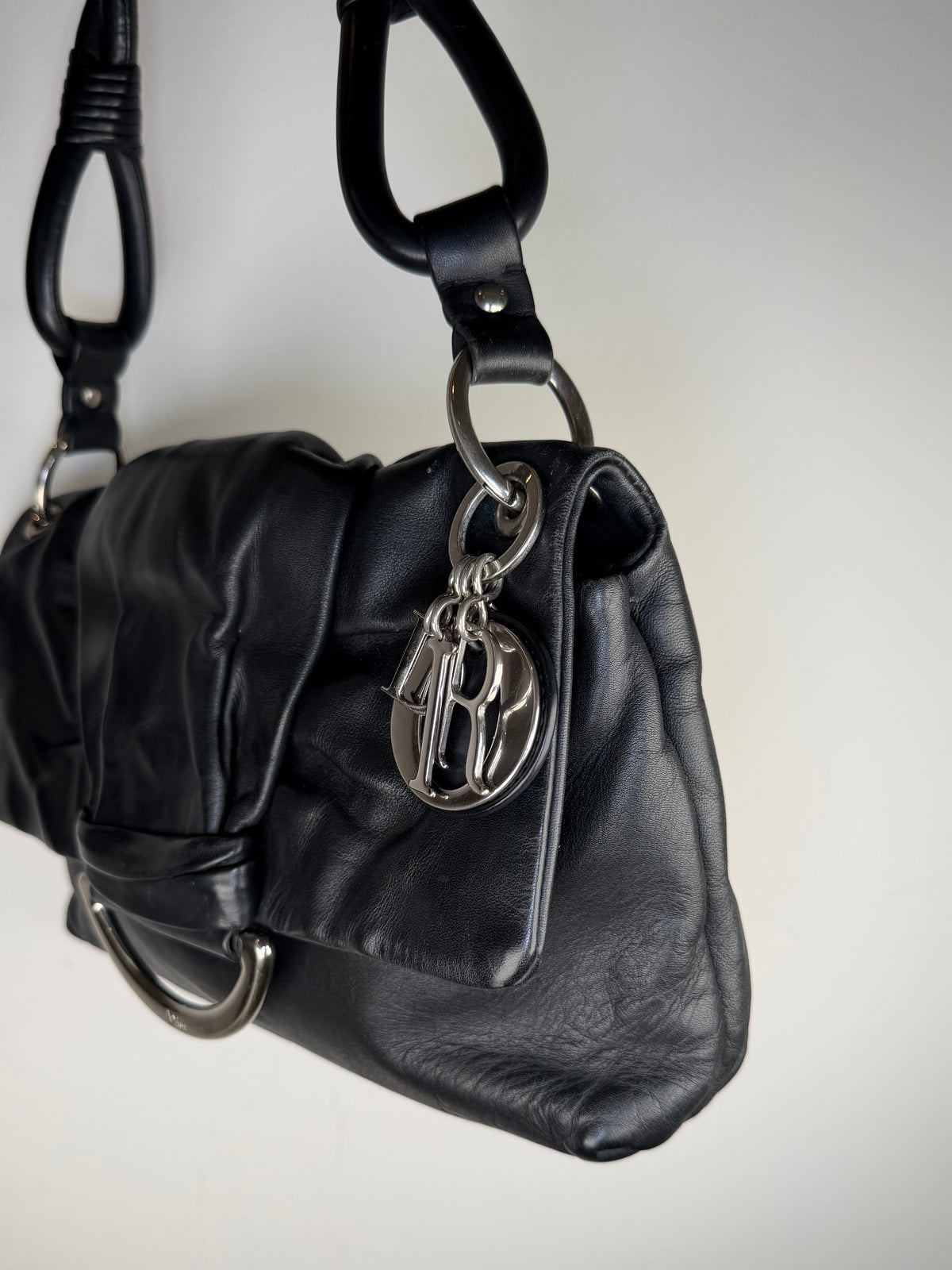 Christian Dior Demi Lune Lambskin Charm Shoulder Bag