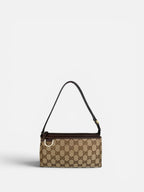 Gucci Monogram Chocolate Trim Shoulder Pochette