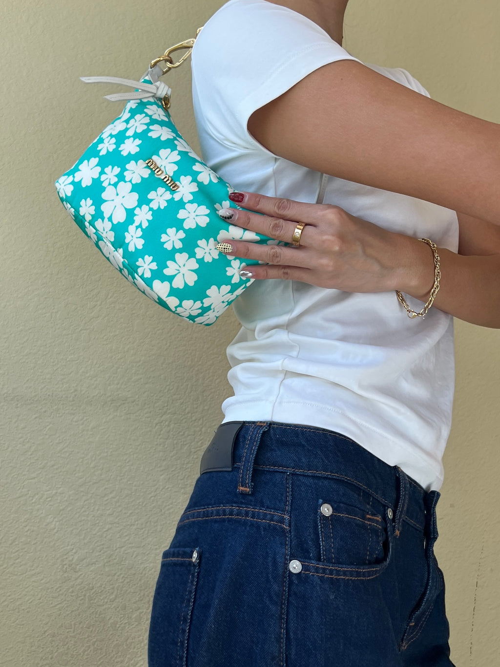 Miu Miu Floral Print Shoulder Bag