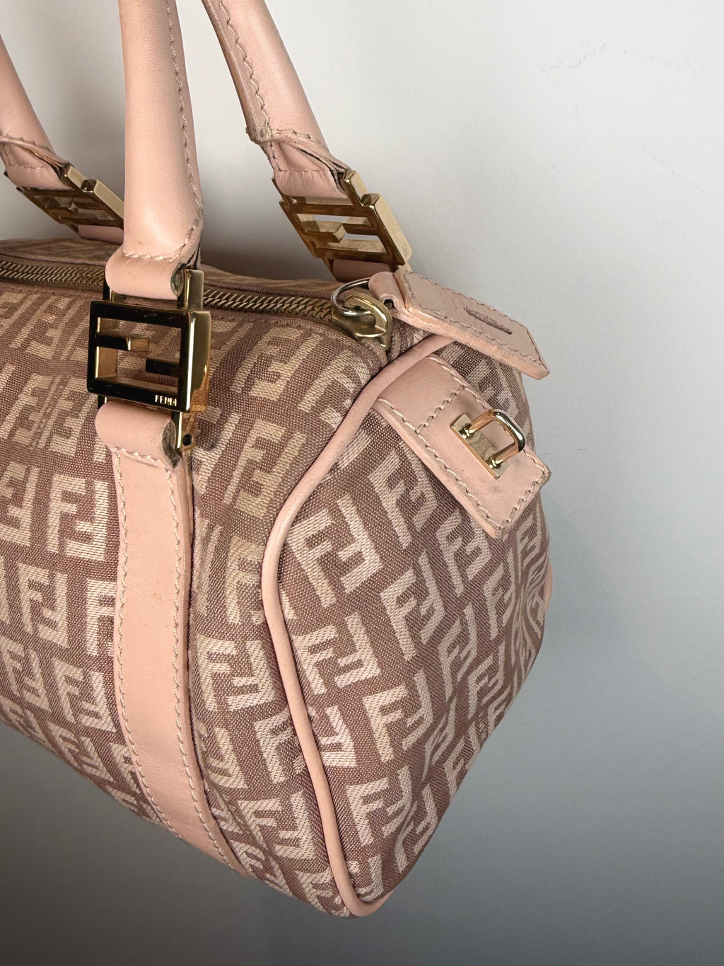 Fendi Zucca Mini Logo Boston Bag