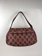 Celine Burgundy Macadam Canvas and Leather Shoulder Bag