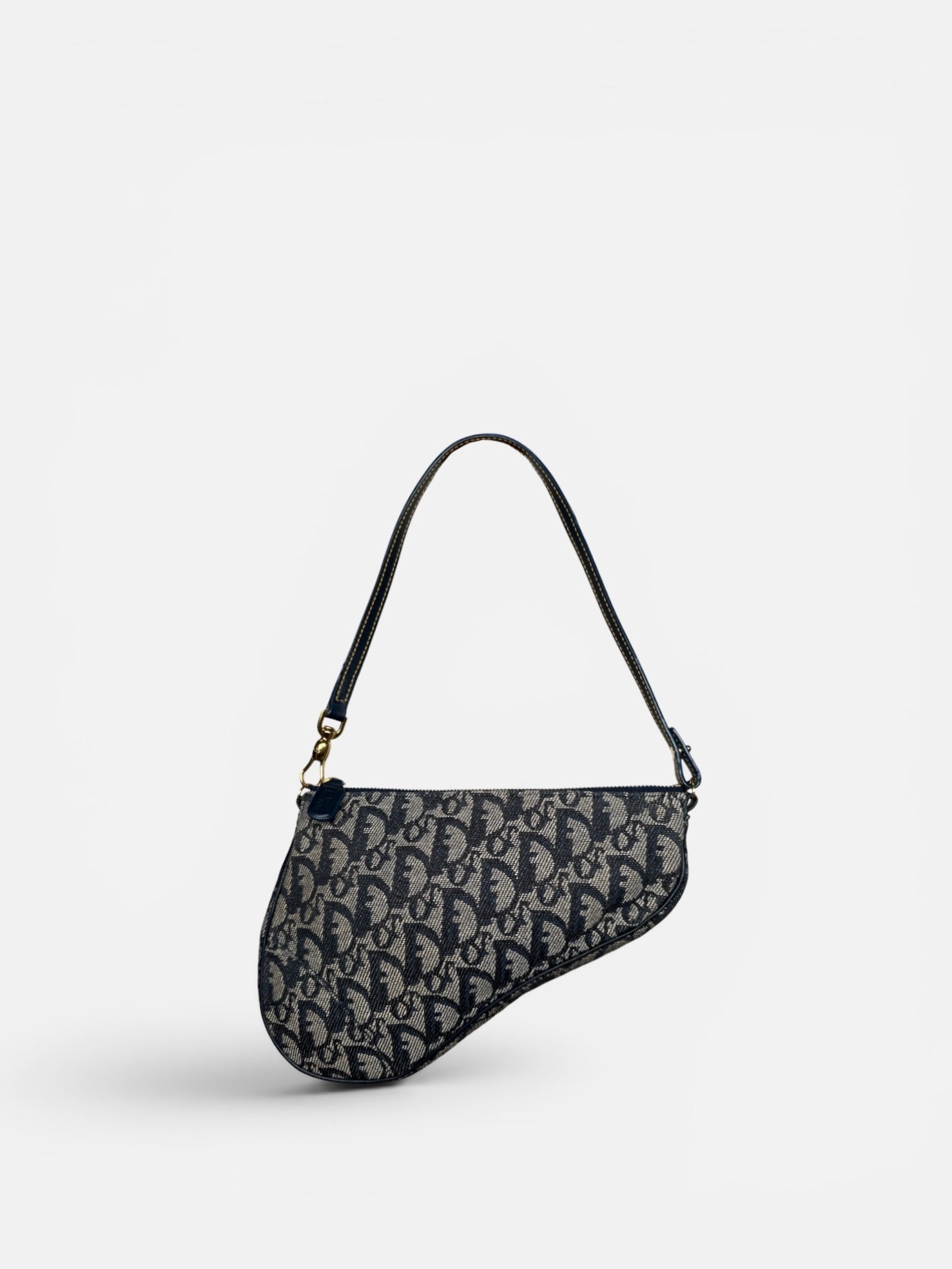 Christian Dior Trotter Monogram Navy Saddle Pochette Bag