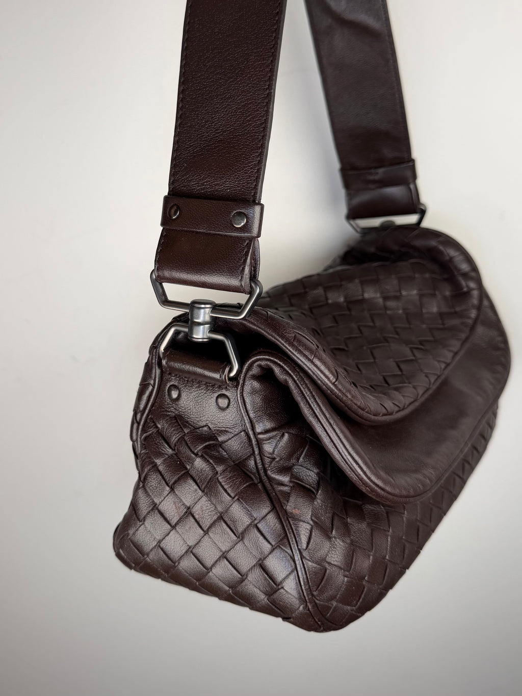 Bottega Veneta Intrecciato Double Flap Shoulder Bag