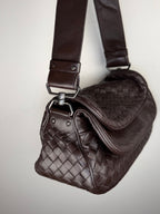 Bottega Veneta Intrecciato Double Flap Shoulder Bag
